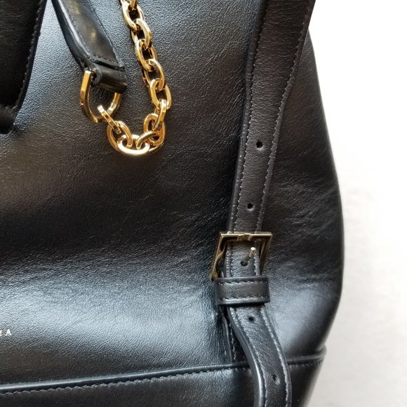 CHARLOTTE OLYMPIA CAT/FELINE BACK PACK/BACKPACK PURSE Black Leather, Gold Metal - Picture 5 of 10